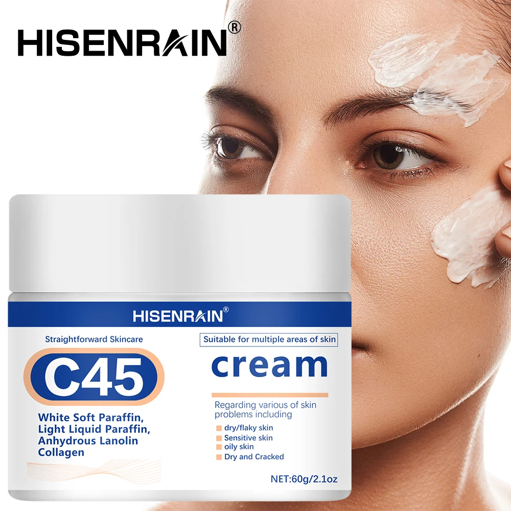 HISENRAIN Plant Squalane & Hyaluronic Acid Face Cream, 72Hr Intense Moisture, Skin Barrier Repair, Hypoallergenic Vegan Formula.