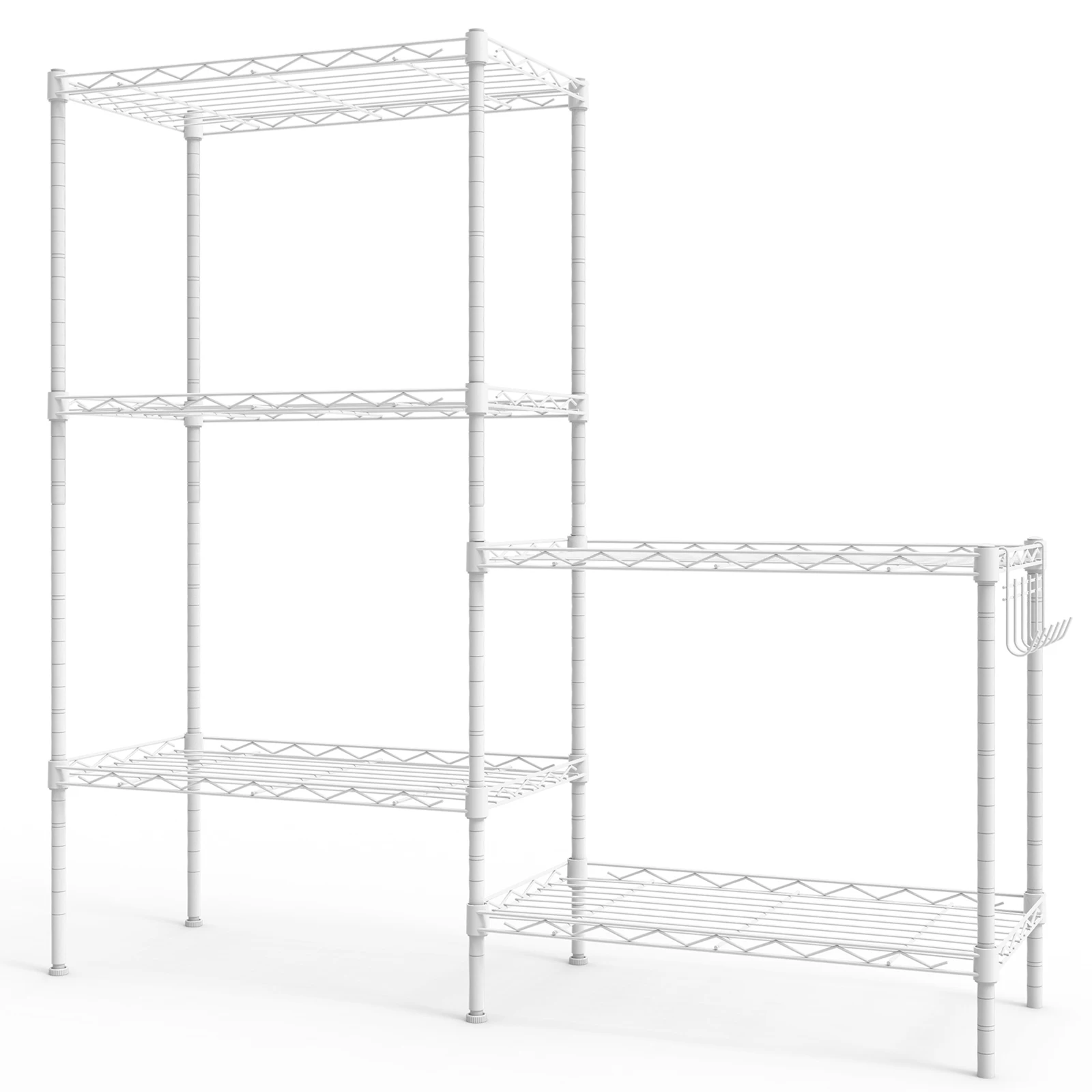 

5 layers, freely adjustable layer spacing, plug-in deformation structure, with adjustment feet, display stand,