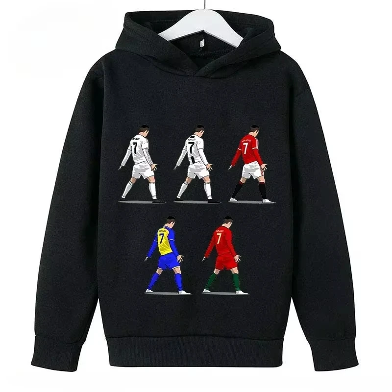 2024 New Children's Casual Hoodie Sports Sweatshirt for Boys and Girls Ronaldo Printed Blue 2-14 Years Spring Autumn Fashion Top