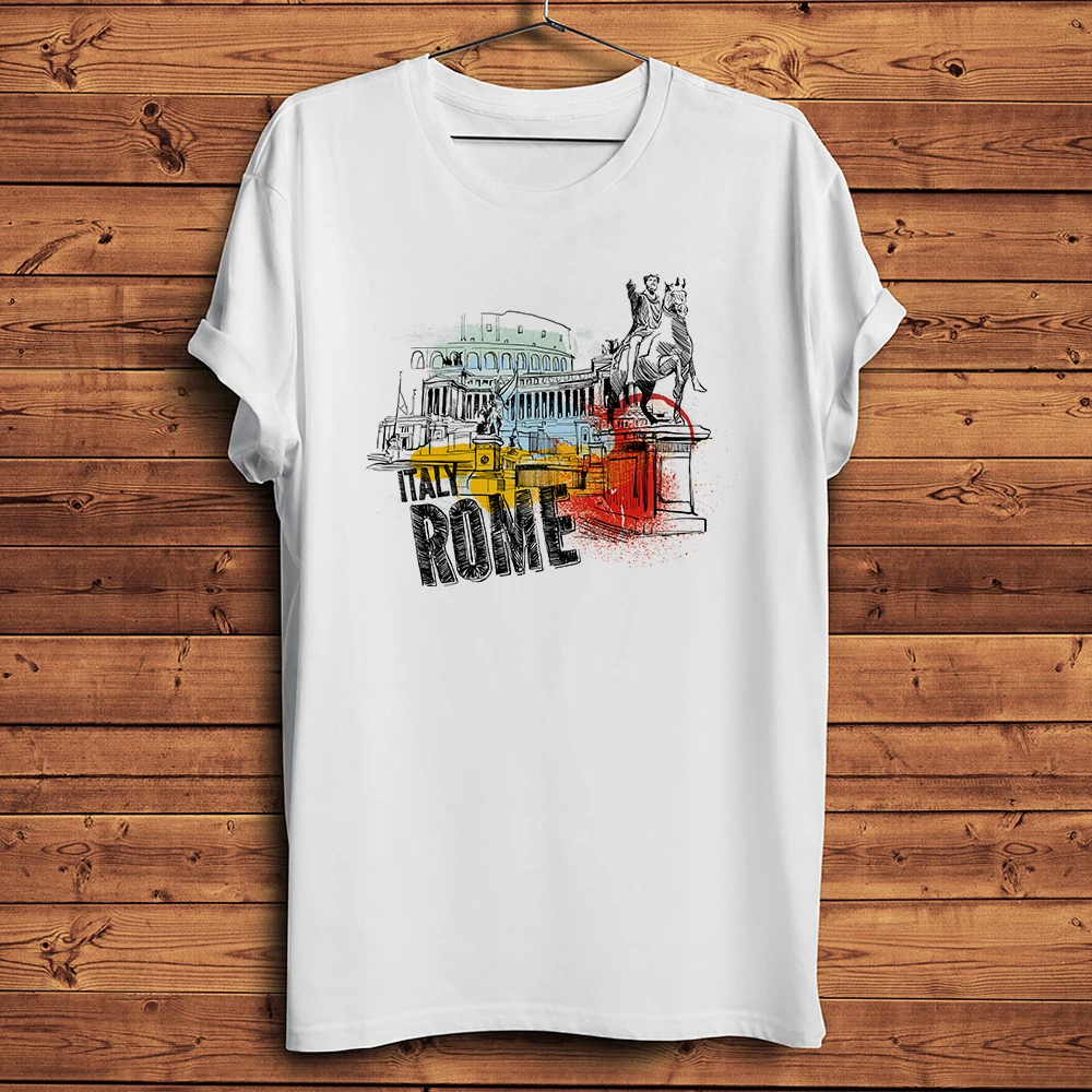 Футболка мужская с акварелью, художественная белая Повседневная смешная уличная одежда унисекс, с Лондоном, Москвой, Берлином, достопримечательностью