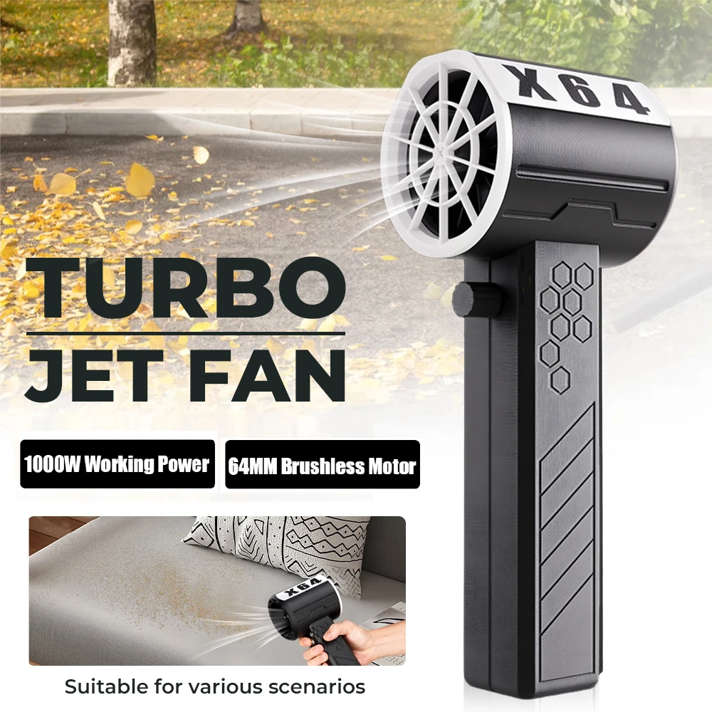 X64 Powerful Air Blower 64mm Brushless Handheld Turbo Jet Fan Max 1400G Thrust 1000W High Power Car Water Blower & Leaf Blowers