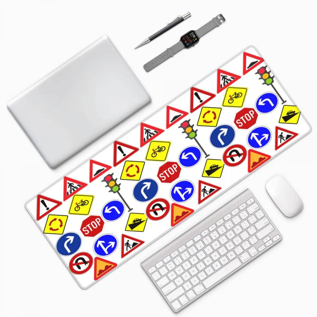 Traffic Signs 1 Large Mouse Pad Computer Keyboard Mouse Mat Gaming PC Laptop Desk Mat Office Accessories Table Mats