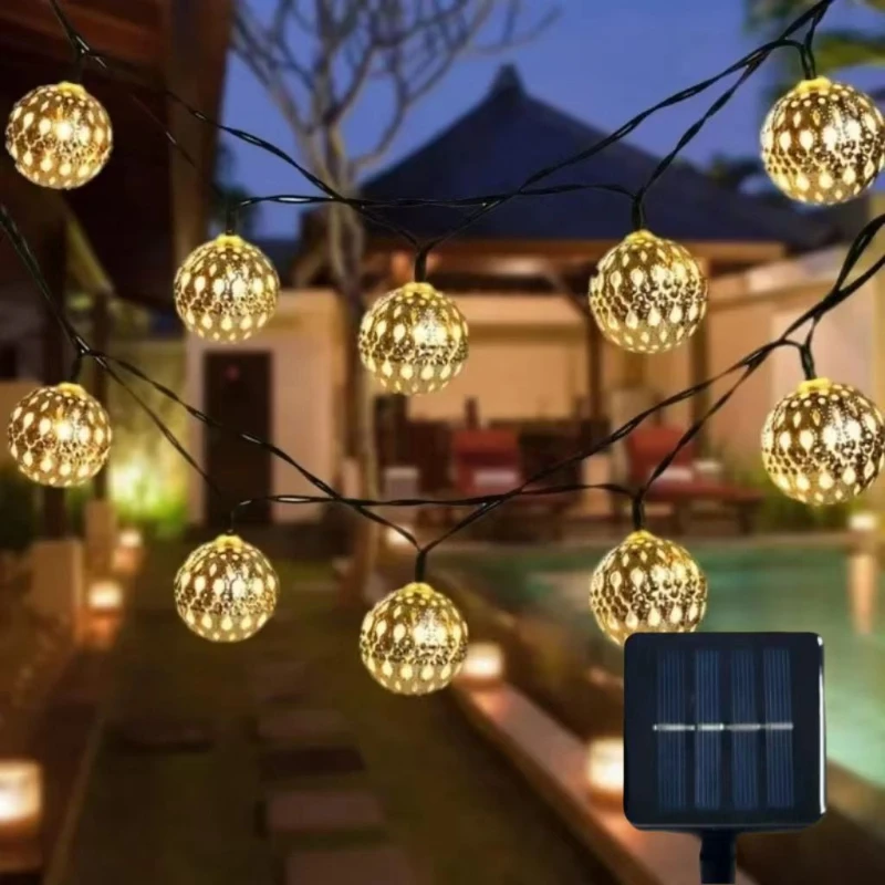 

Solar Moroccan Ball String Lights 20 30 50 LED Waterproof Fairy Globe Lantern Outdoor Decorative Lighting for Garden Party Home