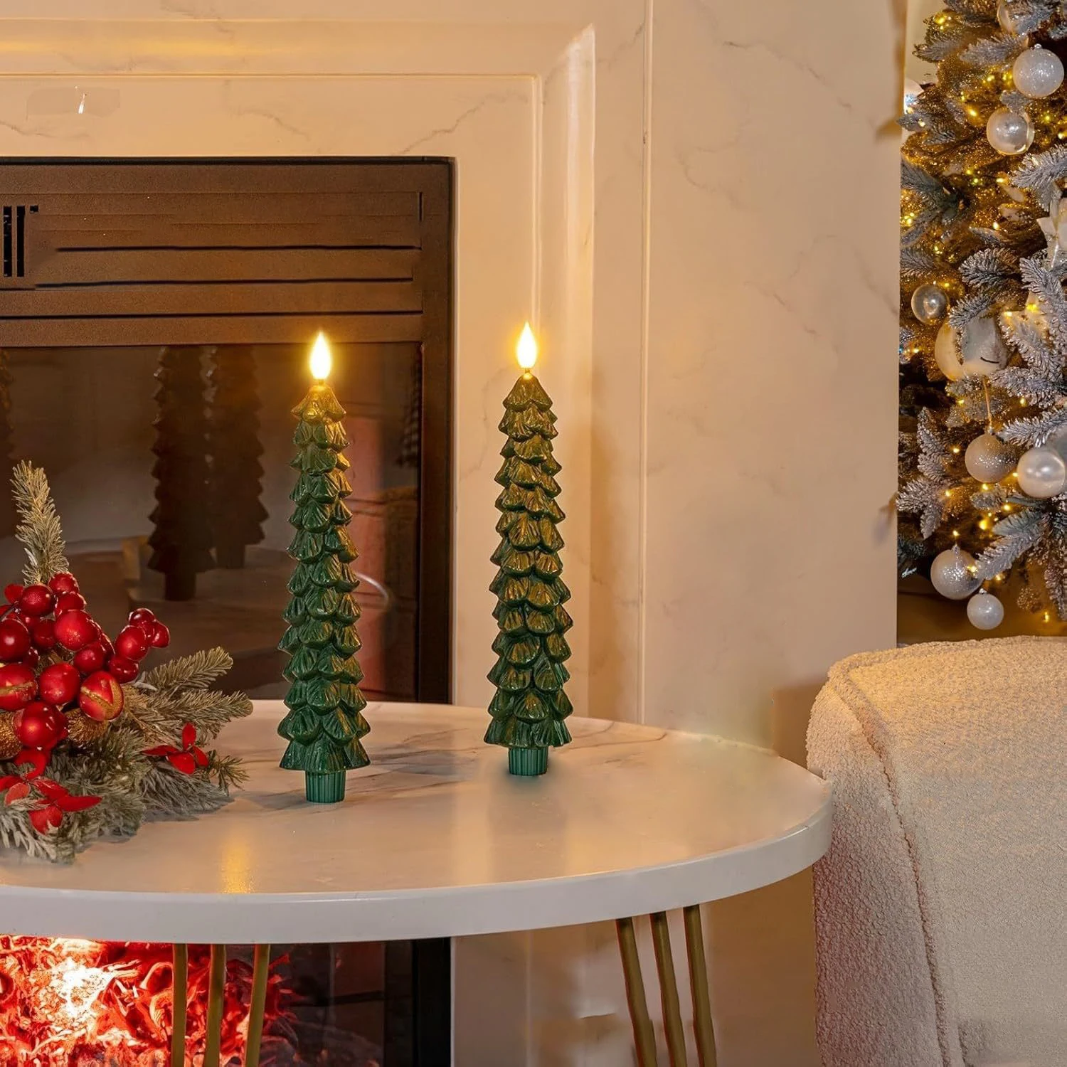 Luz de velas LED de simulación de piña de Navidad, llama parpadeante, cabeza de bala flotante, vela de cera de parafina, vela cónica, 1 ud.