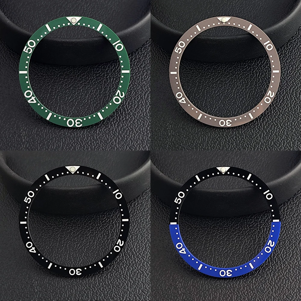 Bisel de cerámica plano de 38mm x 31,5mm, inserto de reloj sustituto, anillo de inserción, accesorios de reloj, bisel luminoso azul-verde, pieza de reloj