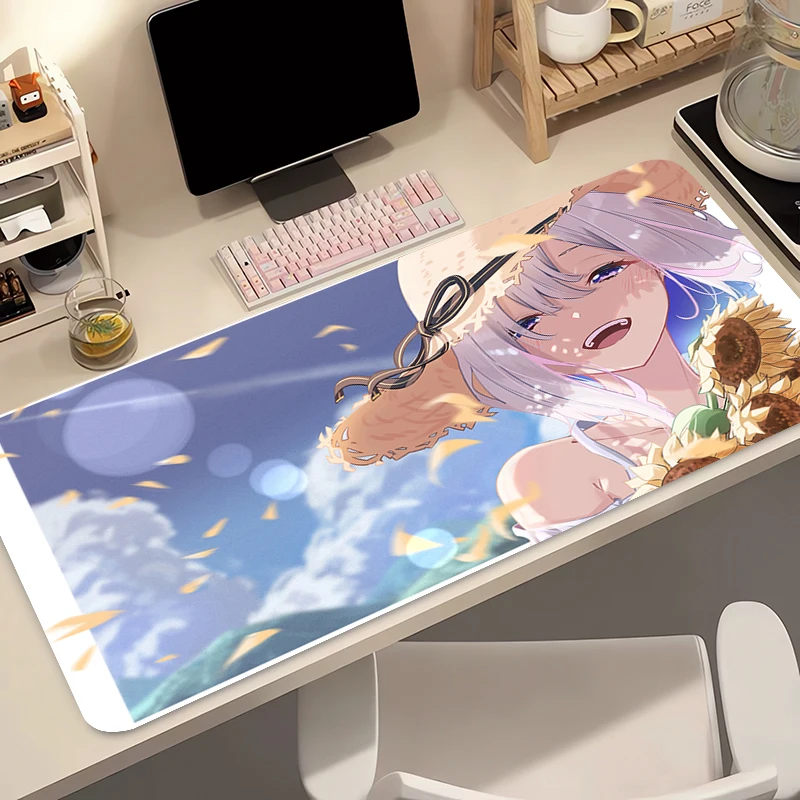 Mouse pad anime acessórios para jogos mousepad gamer pc completo computador hololive amane kanata teclado mesa varmilo mesa
