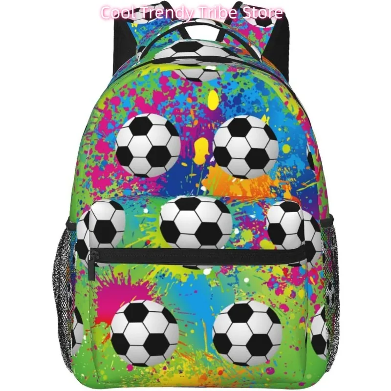 

laptop bag back to school Colorful Soccer Balls Lightweight Laptop Backpack Lightweight Multipurpose Travel Casual Daypack Unise