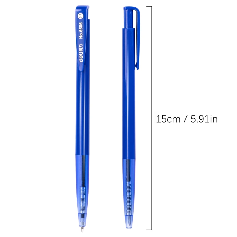 Deli 10/60Pcs Fine Point 0.7mm Ballpoint Pen Set Bullet Tip Black/Blue Ink Office School Stationery Supplies
