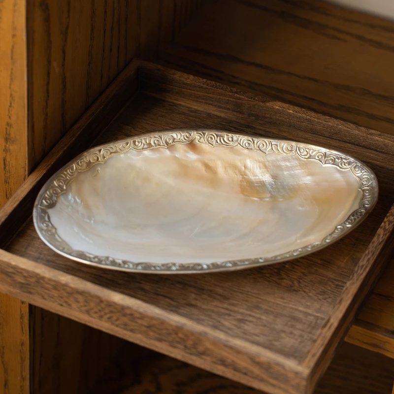 Creative Natural Shell Tray Jewelry Cosmetics Storage Tray Light Luxury Home Furnishings Living Room Decoration image 4