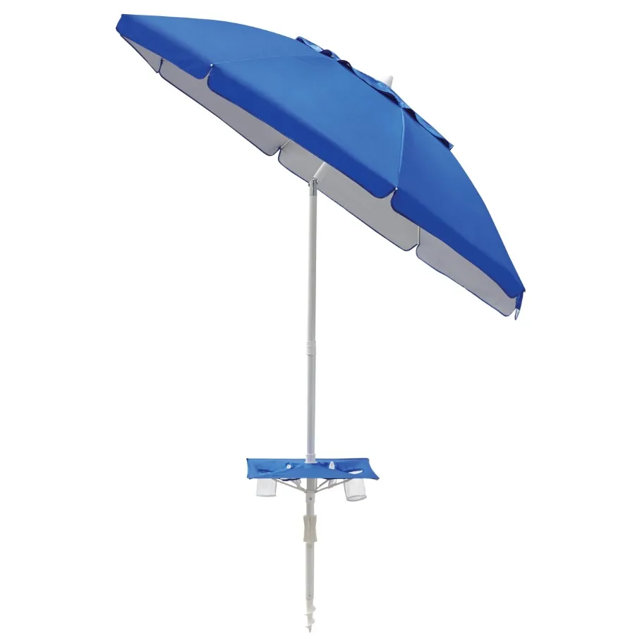 

7 ft Round Blue Beach Umbrella UV Protection UPF 50+