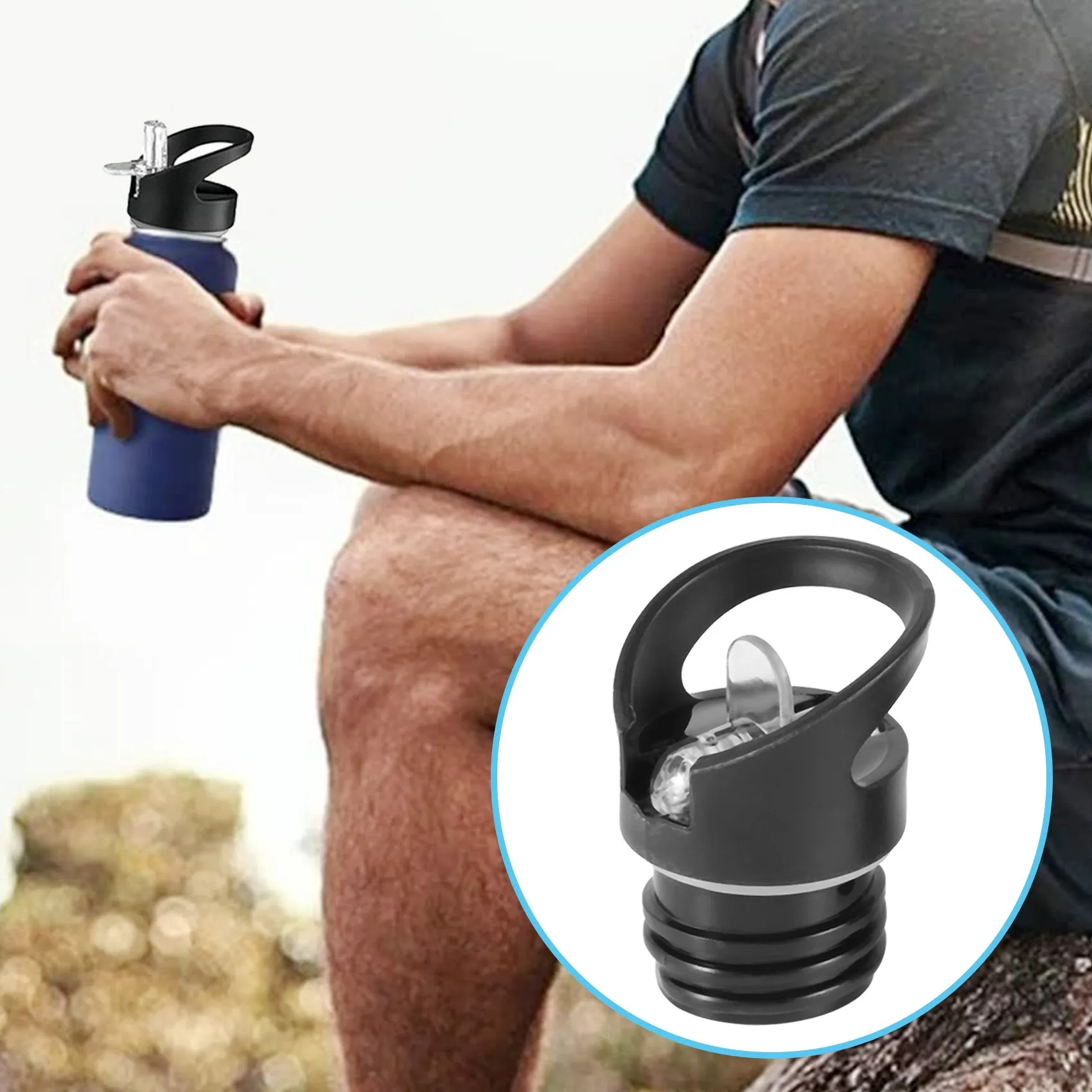 ABXY Sports Water Bottle Straw Lid, 12 Oz, 18 Oz, 21 Oz, 24 Oz Leak Proof Straw Cap, Flip Cap, 4 Straw,4 Cleaning Brushes