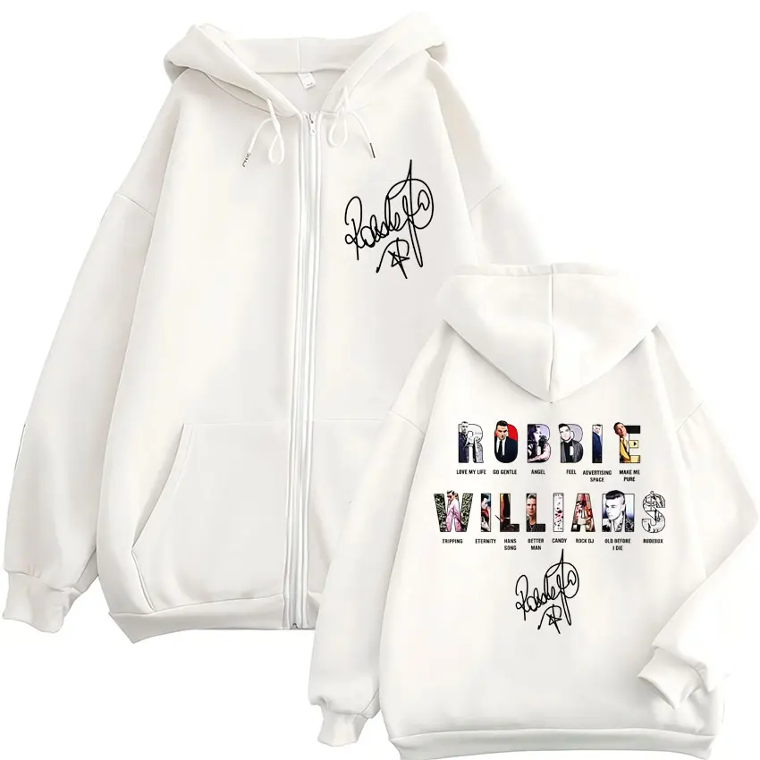 Robbie Williams Album Cover Tour Merch Reißverschluss-Hoodies Herren- und Damenbekleidung Mode Kapuzenpullover mit Reißverschluss Jacken Streetwear – Detail 4