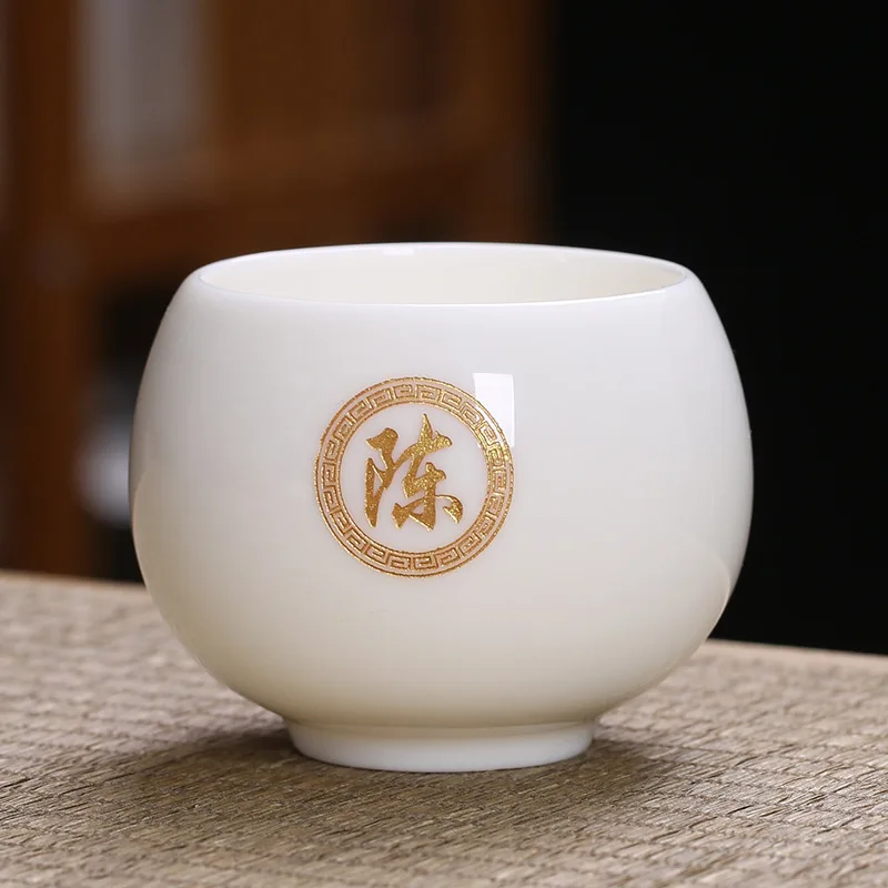 with Family in Sheep Fat Jade, Kung Fu Tea Set, Luo Han , Tasting , Surname Cup, Customizable