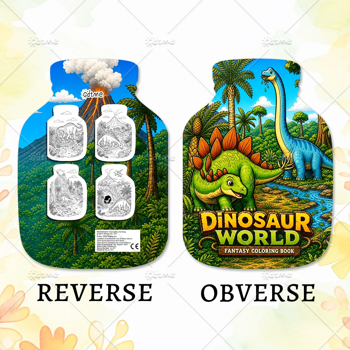 Adult Fantasy Dinosaur World Coloring Book Prehistoric Jungle Line Art Stress Relief Mindful Relax Leisure Drawing Sheets