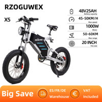 RZOGUWEX X5 Electric Bicycle For Adults 1000W 48V 25AH Ebike 20 Inch Fat Tire Electric OFF-Round Bike