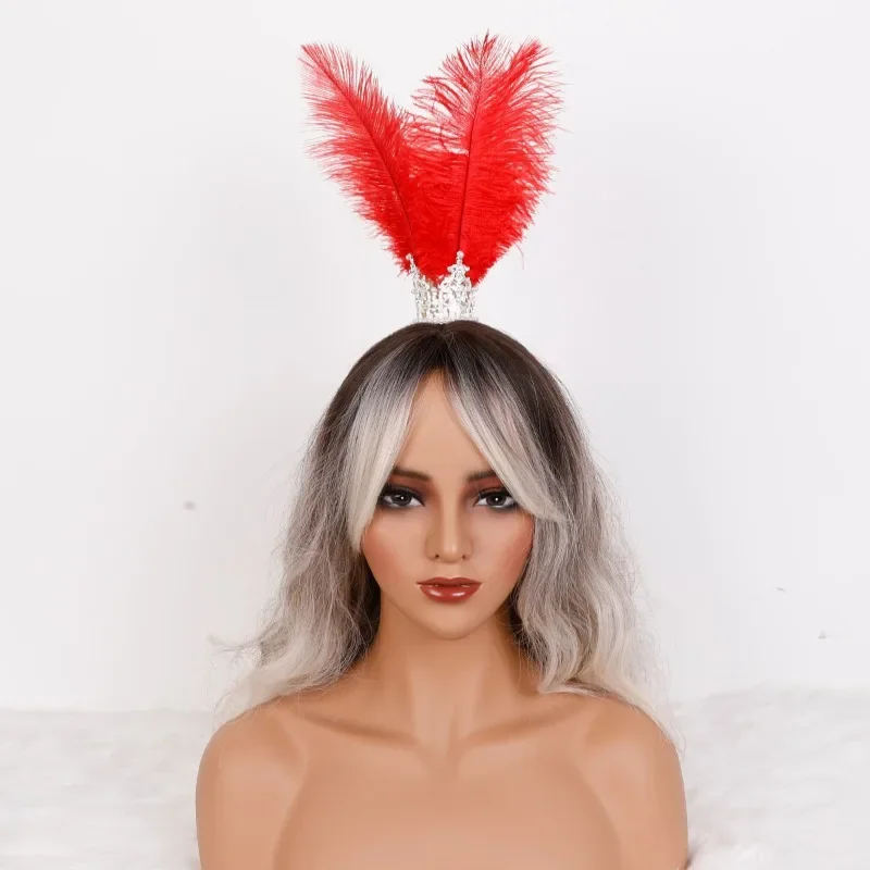 Strass plume couronne bandeau coiffure femmes bandeau Halloween gothique mascarade carnaval élégant accessoire de fête