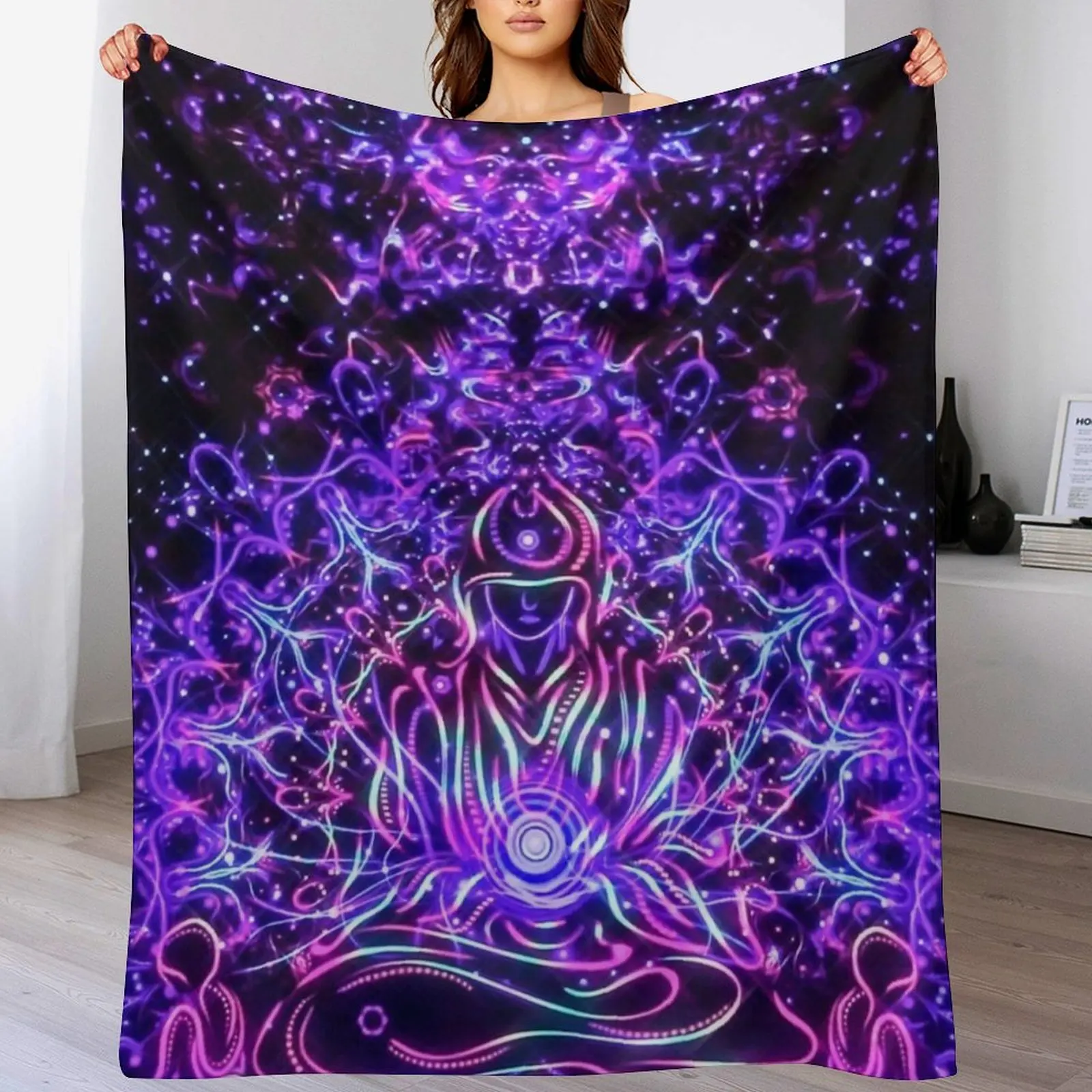 

Psychedelic Trippy Blacklight Throw Blanket For Decorative Sofa Tourist Blankets