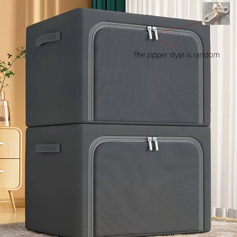 1 Stück einfarbige Aufbewahrungsbox mit Stahlrahmen, faltbare und organisierte Kleiderbox, Schrank für Umzug und saisonale Aufbewahrung, vielseitig einsetzbar.