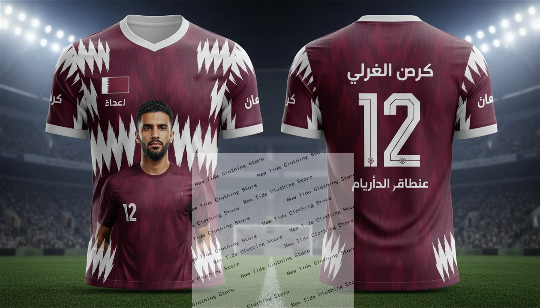 قميص وتي شيرت كرة القدم لكرة القدم لقطر 2026 لمحبي الرجال - مجموعة معدات نمط المعجبين تظهر دعمك والفخر الآن 3 #5