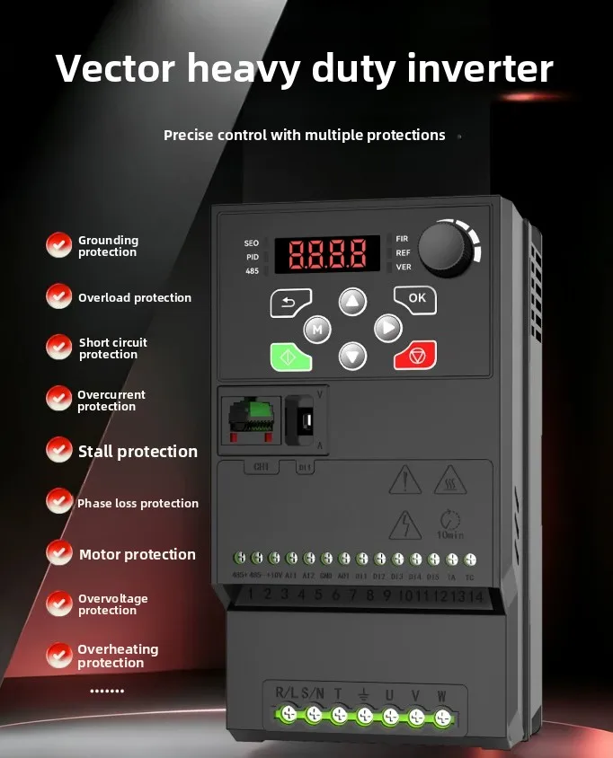 Vector heavy-duty inverter three-phase 380V0.75KW-11KW constant pressure water pump motor fan speed control controller
