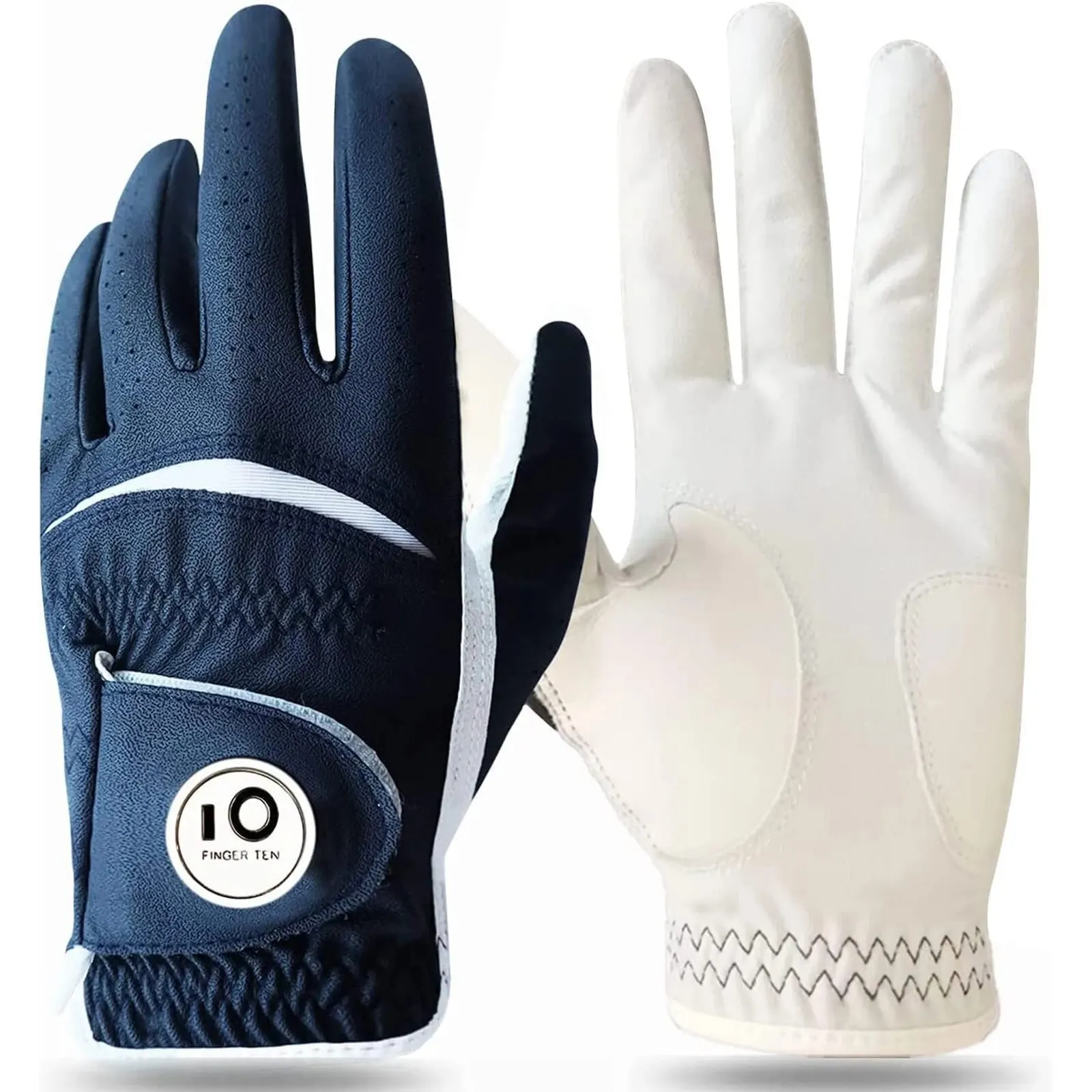 Golf Gloves Men's Left Right Hand Glove with Ball Marker for Right Left Handed Golfer Synthetic Leather All Weather Grip