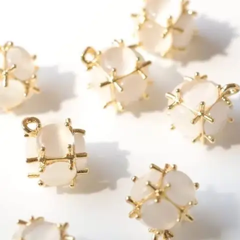 

2 шт., 8,7x11,4 мм, медное настоящее золото, универсальный белый камень «кошачий глаз», трехмерный кулон, аксессуар ручной работы «сделай сам»