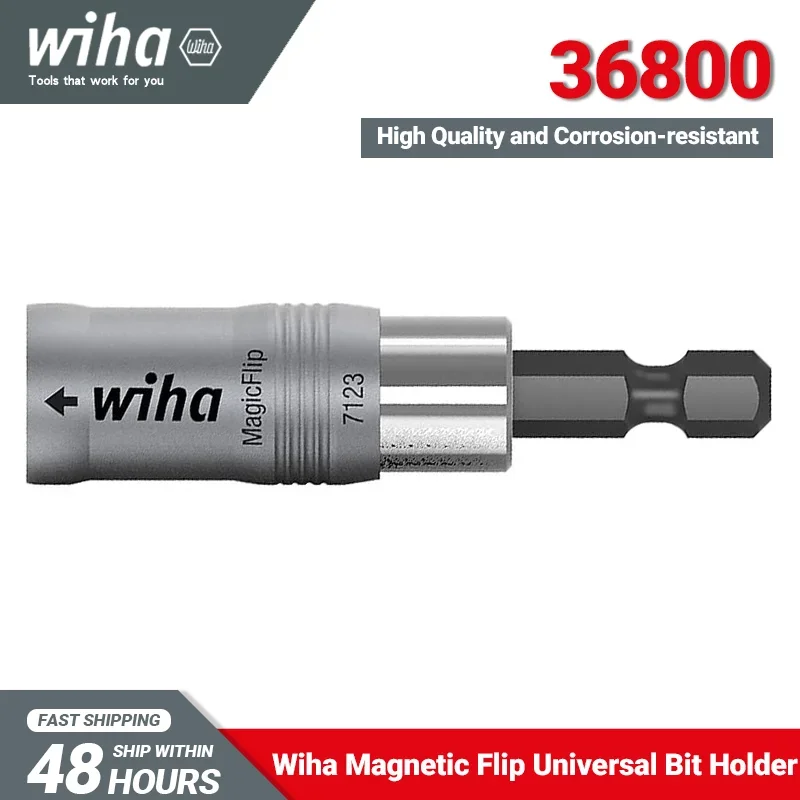 Wiha Magnetic Flip Universal Bit Holder 1/4 '' วัสดุคุณภาพสูงทนทานและอายุการใช้งานยาวนาน 36800