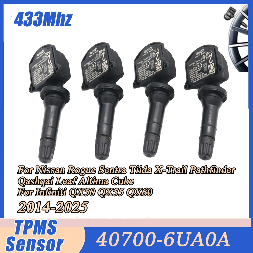 

40700-6UA0A для Nissan Altima Leaf Rogue Sentra Infiniti QX50 433 МГц 407006UA0A TPMS датчик давления в шинах система мониторинга
