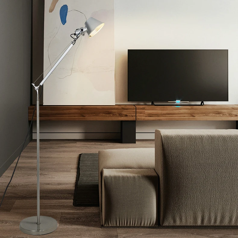 Silver Black Aluminum Floor Lamp E27 Bulb EU AU US Plug