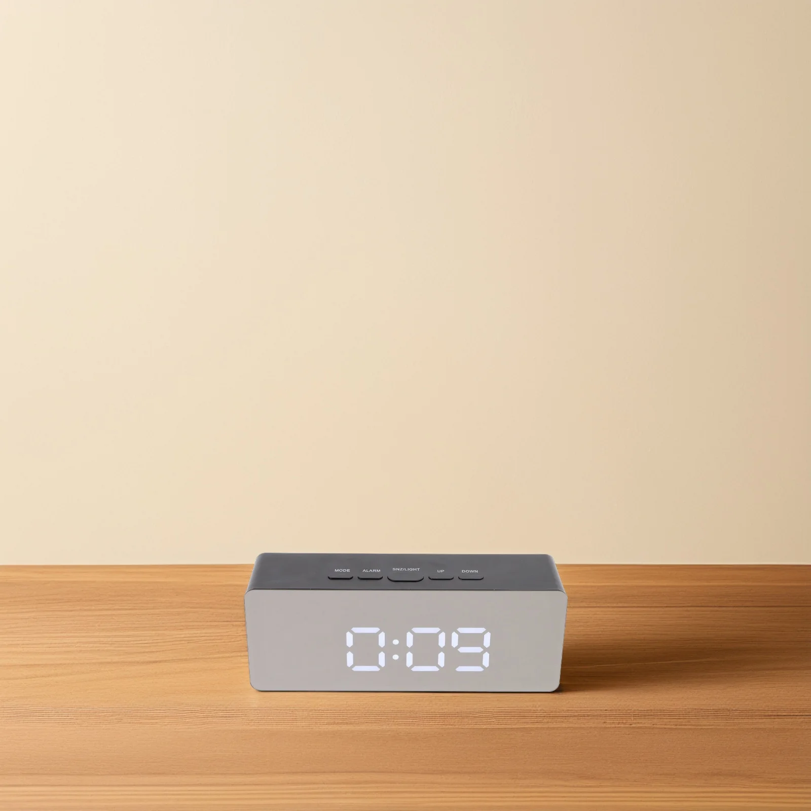 

1pc Digital Table With Calendar Temperature Led Mirror Clock Brightness Adjustment Large Display Desk Clock For Bedroom