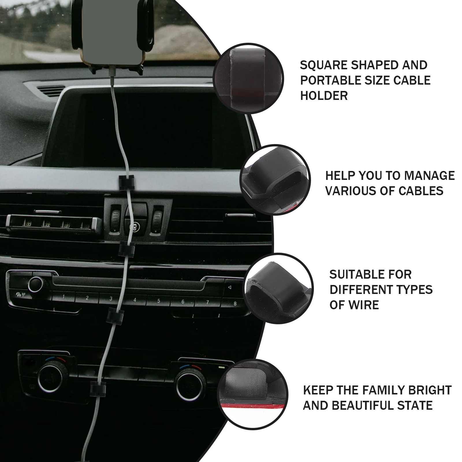 

50 Pcs Wire Fixer Clip Range Cable Desk Gadgets Organizer Holder Self-adhesive Clips Desktop Clearance