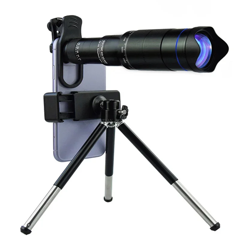 HD 40X Zoom Telescope Telephoto Lens Monocular Phone Camera Lens Mini Metal Telescope Mobile Telephoto Lens For Camping Tourism