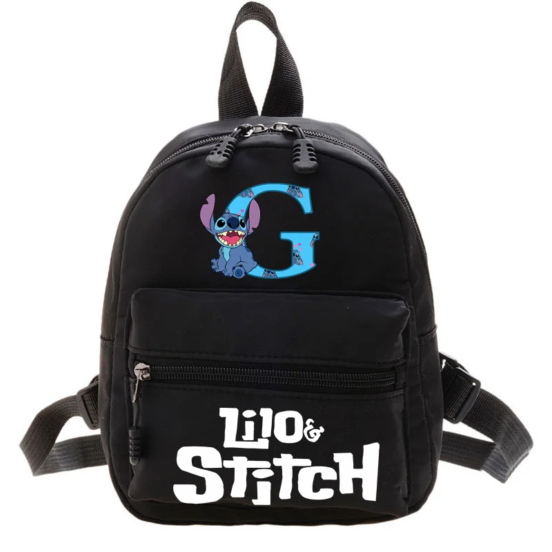 Disney-Mochila De Lilo & Stitch para chica, morral escolar informal con 26 letras, A-Z, para estudiante y adolescente