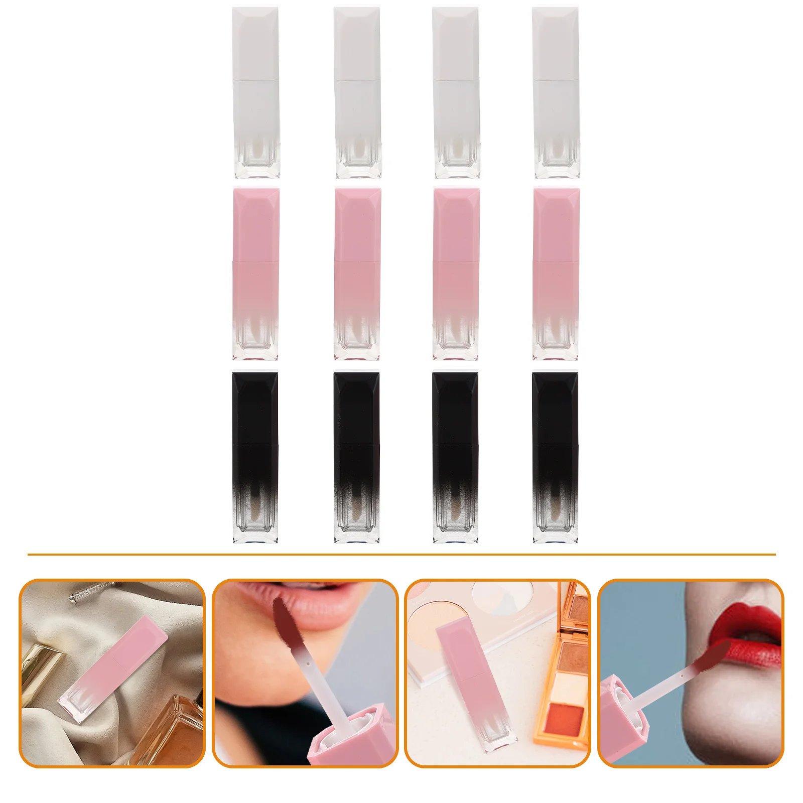 12pcs Lip Gloss Tubes Gradient Color Refillable Storage For Diy Empty Bottle Travel Use Lipstick Tube Container