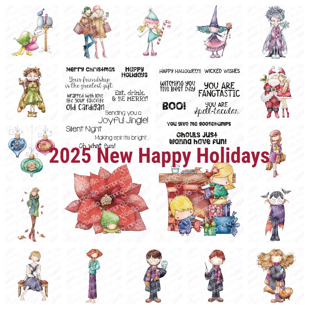 

Uptown Girls Merry Christmas Festive Rubber Stamps DIY Scrapbooking Photo Cutting Die Paper Cards Embossing Decorative Craft New