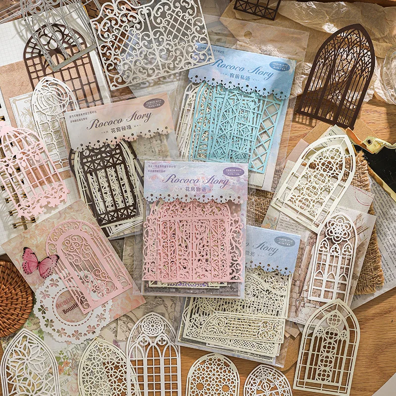 20pcs/pack Decor Scrapbook Vintage Hollow lace Materials Paper Combo Kit DIY Junk Journal Collage Photo Album Background paper