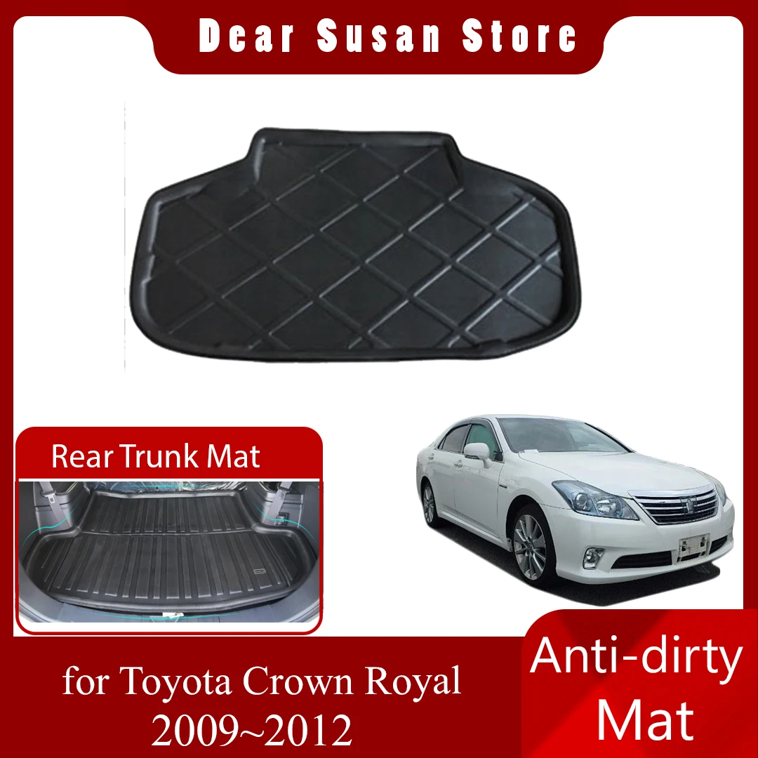 Car Rear Trunk Mat for Toyota Crown Royal S200 Hybrid 2009~2012 2010 Tray Waterproof Floor Pad Space Boot Carg Cover Accessories