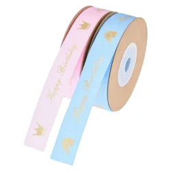 5/10Yard Blue/Pink Satin Ribbons Kid Birthday Gift Packing Trim Lace Handmade DIY Crafts Sewing Decor Baby Shower Handmade Bow