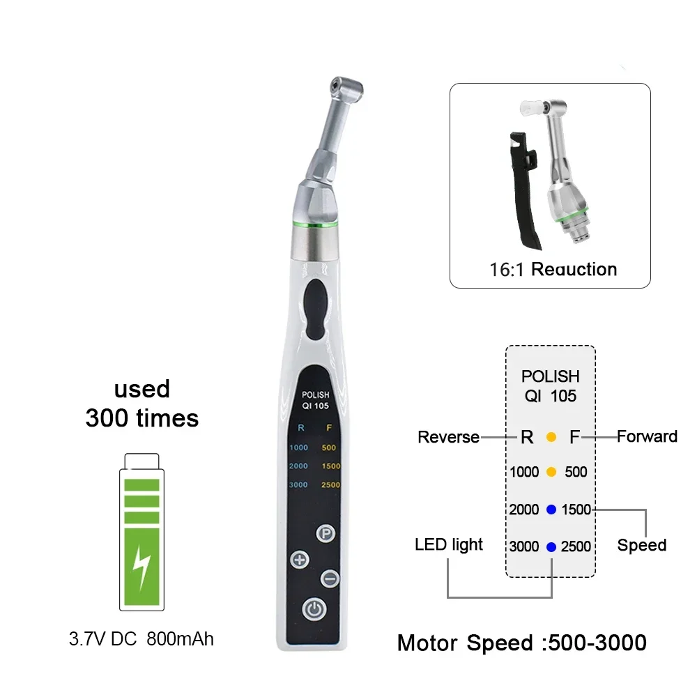 

Dentals Electric Orals Care Prophy Handpiece Reduction Endo Motor WIth 16:1 LED Contra Angle Removable For Teeth Polisher