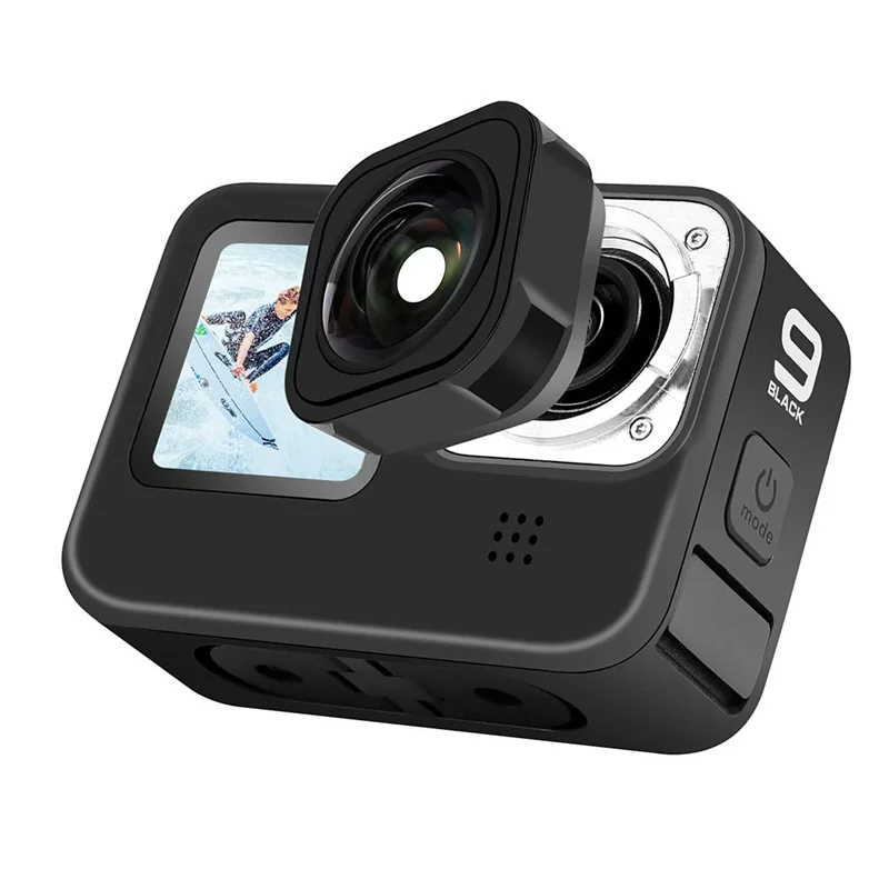 JABS-広角レンズ 155 °   最大レンズ Mod Gopro Hero 12 11 10 9 カメラ 5 メートル防水手ぶれ補正