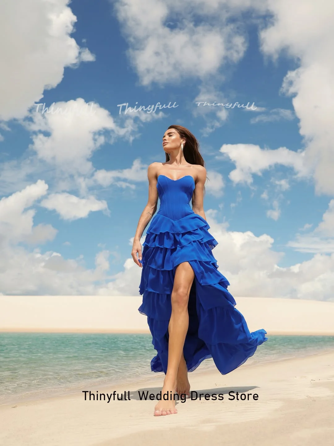 Thinyfull A-line Chiffon 2026 Prom Dresses Sweetheart Sleeveless Tiered Long Evening Dress Party Gown Robe De Soirée Customized