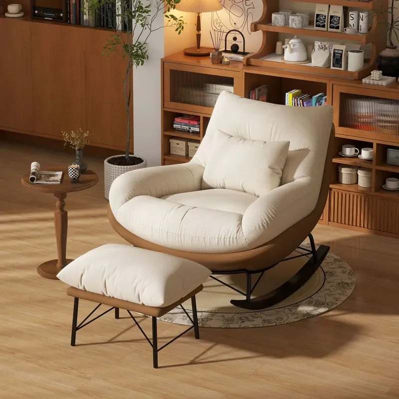 Retro Rocking Chair Adult Recliner for Balcony Home Leisure Living Room Lazy Rocker Designer Single Sofa Chair