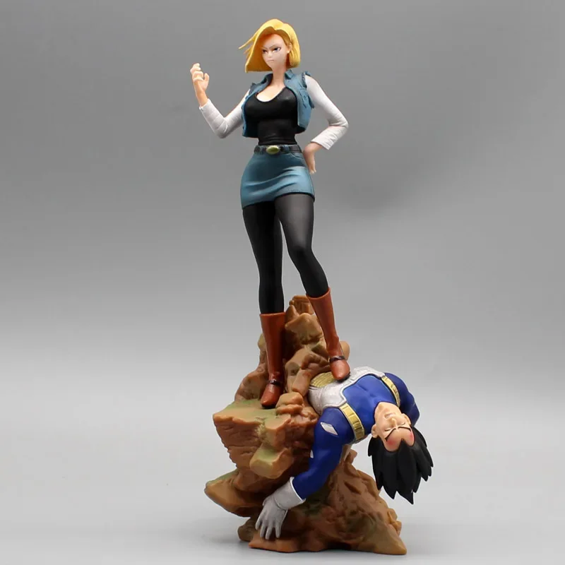 Figuras de Dragon Ball Z Lazuli de 25CM, Android 18 VS Vegeta, figuras de acción de PVC, colección de Anime, estatua, modelo de juguete, regalos de cumpleaños