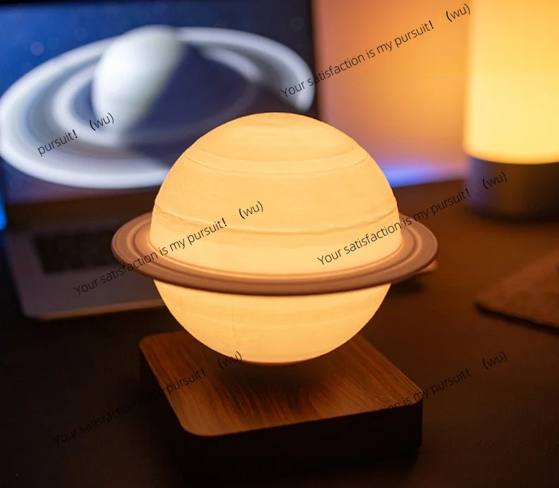for creative magnetic levitation Saturn lamp 18cm bedroom atmosphere three-color lamp desktop decoration ornament gift female