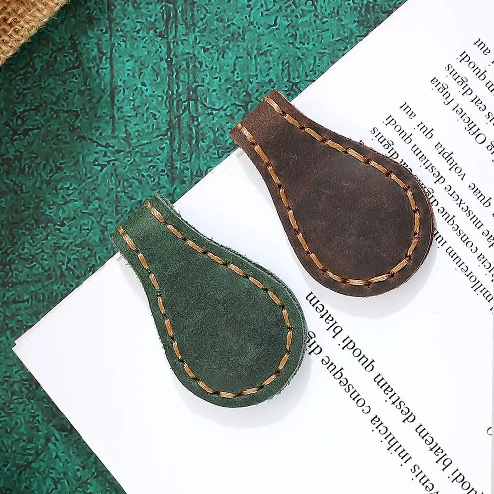 Portable Vintage Leather Magnetic Bookmark Practical Individual Fold Bookmark Waterproof Multi-purpose Reading Tool Friend