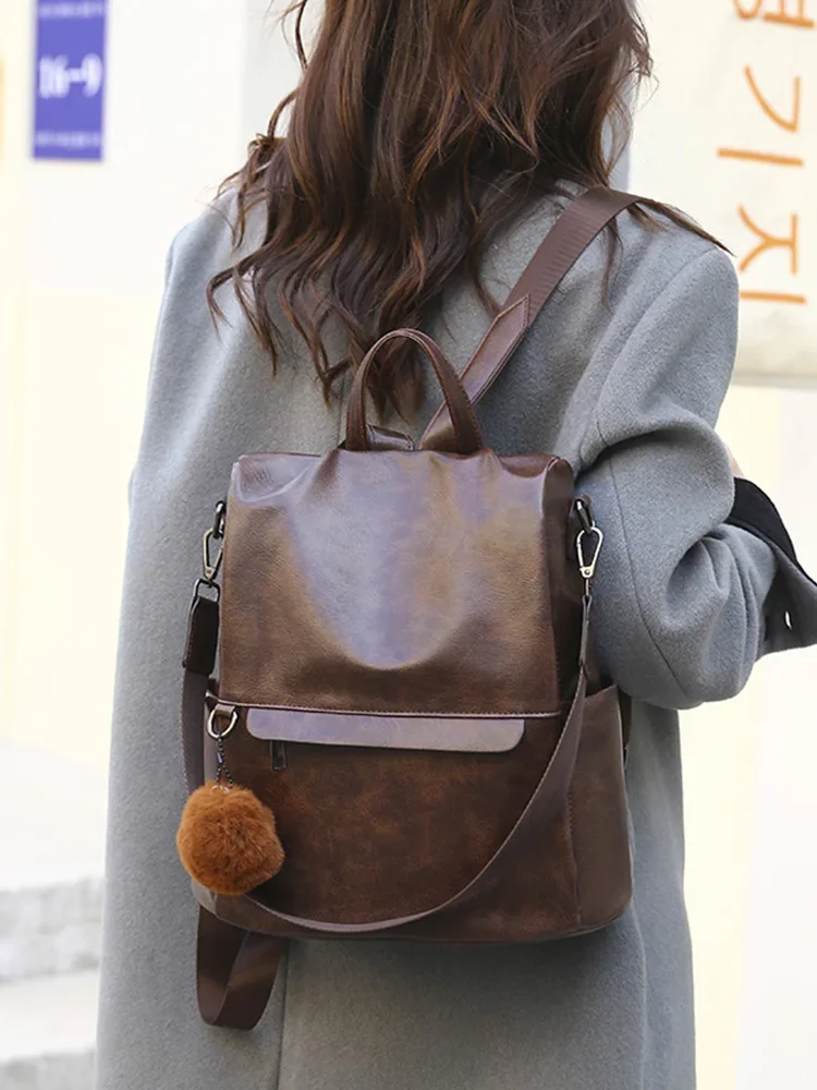 

Women‘s Backpack Preppy Style Pu Leather Women Backpack Niche Design College School Backpack for Women Travel Girls Daypack