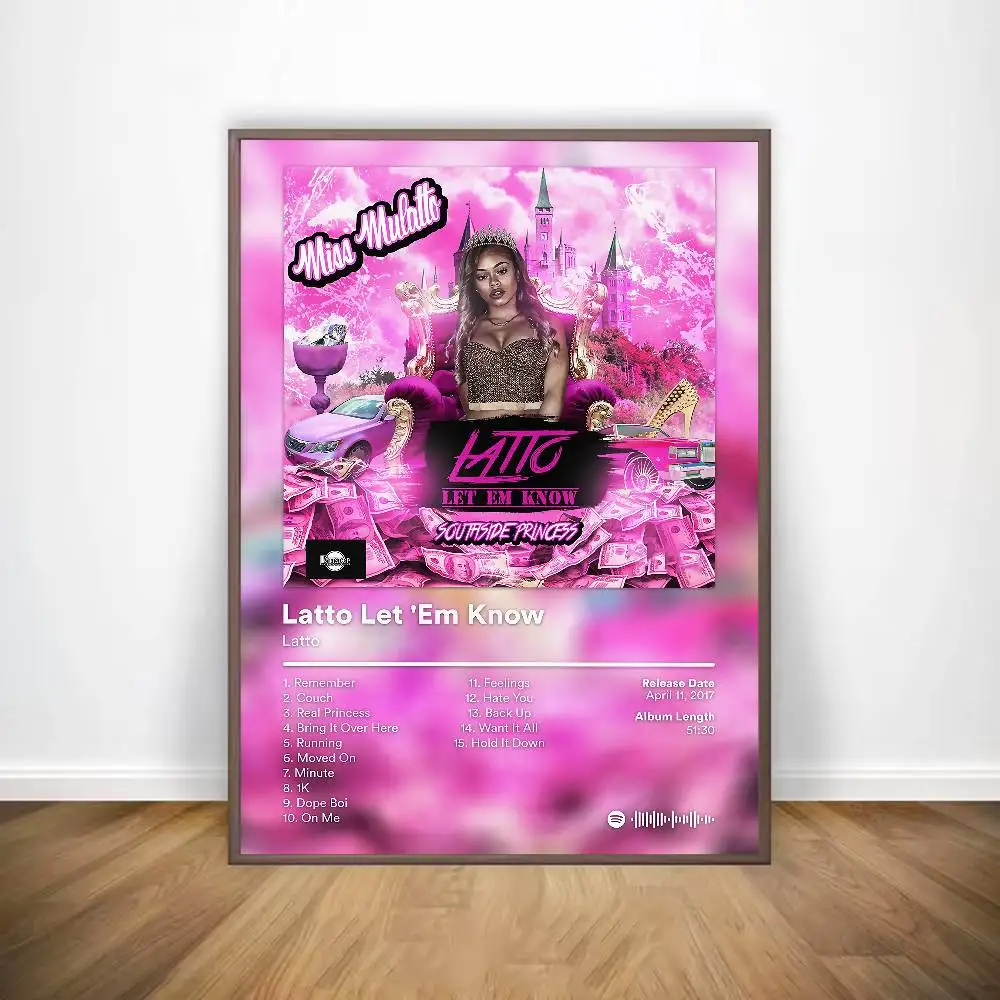 مغني الراب لاتو ملصق HD الفن لزجة جدار مقاوم للماء غرفة المعيشة المنزلي زخارف للحانات