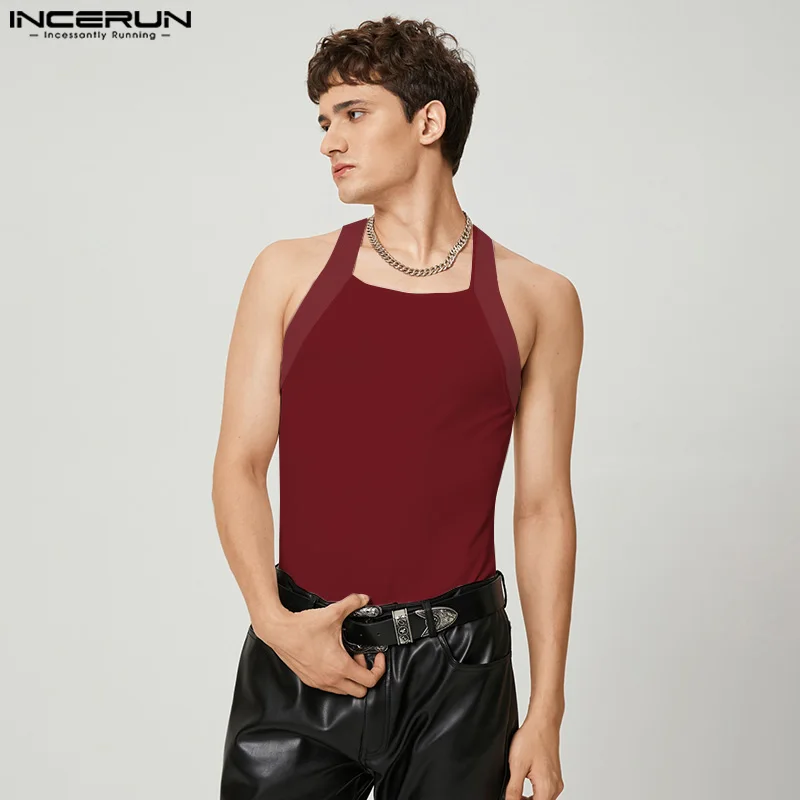 2024 Fashion Men Tank Tops Solid Color O-neck Sleeveless Skinny Vacation Casual Vests Streetwear Party Men Clothes S-5XL INCERUN