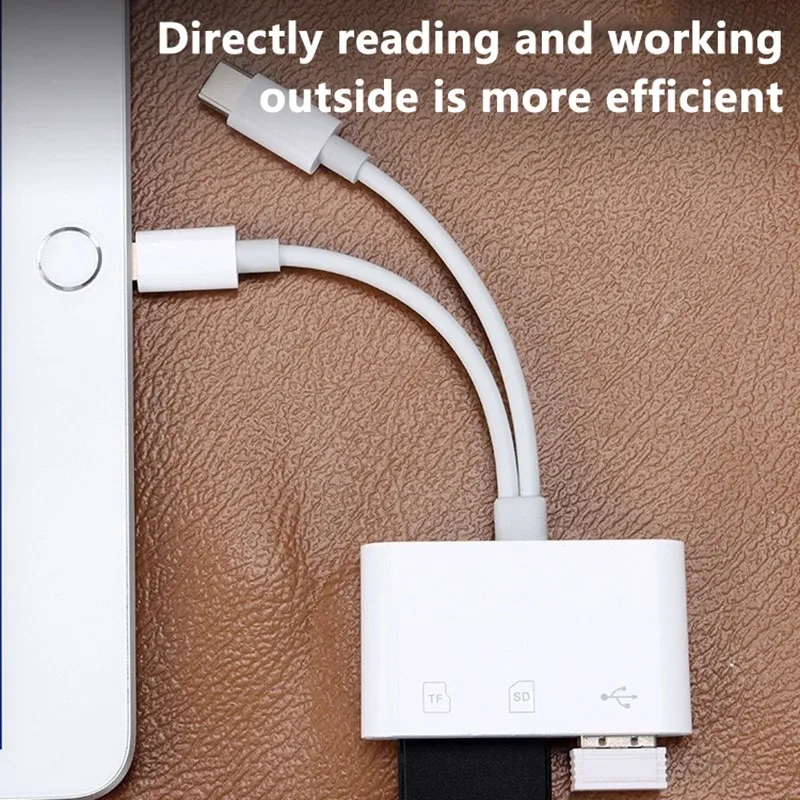 1 قطعة 2 في 1 قارئ بطاقات OTG للكمبيوتر المحمول نوع C إلى SD TF محول بطاقة الذاكرة ForiPhone قارئ البطاقات الذكية المتعددة لا يتطلب التطبيق