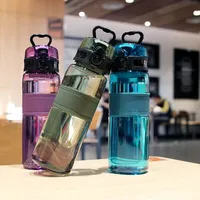 500ml Portable Sports Water Bottle - Leak-Proof Plastic Cup with Tea Filter for Gym Outdoor Fitness Transparent Design